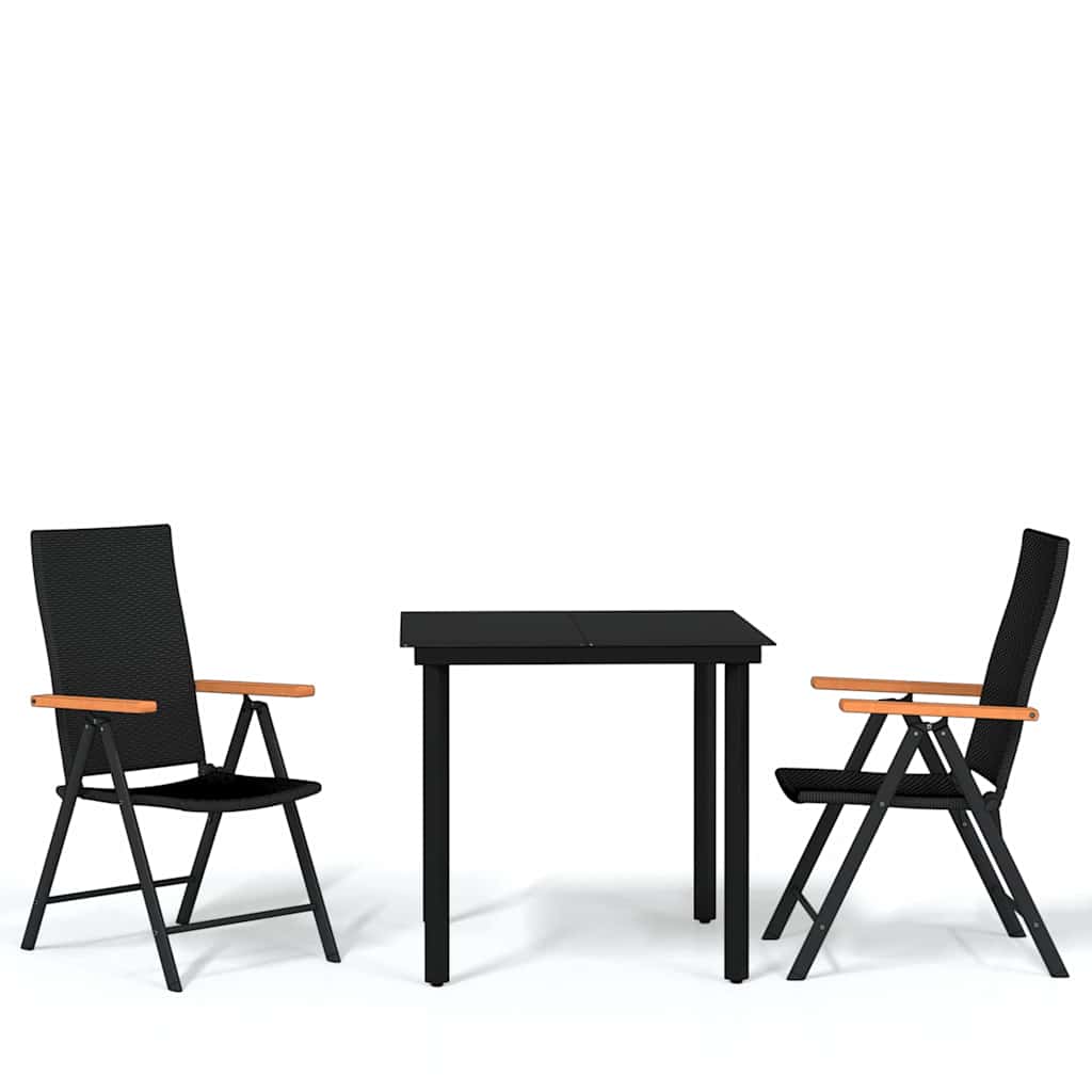 vidaXL 3 Piece Garden Dining Set Black 2