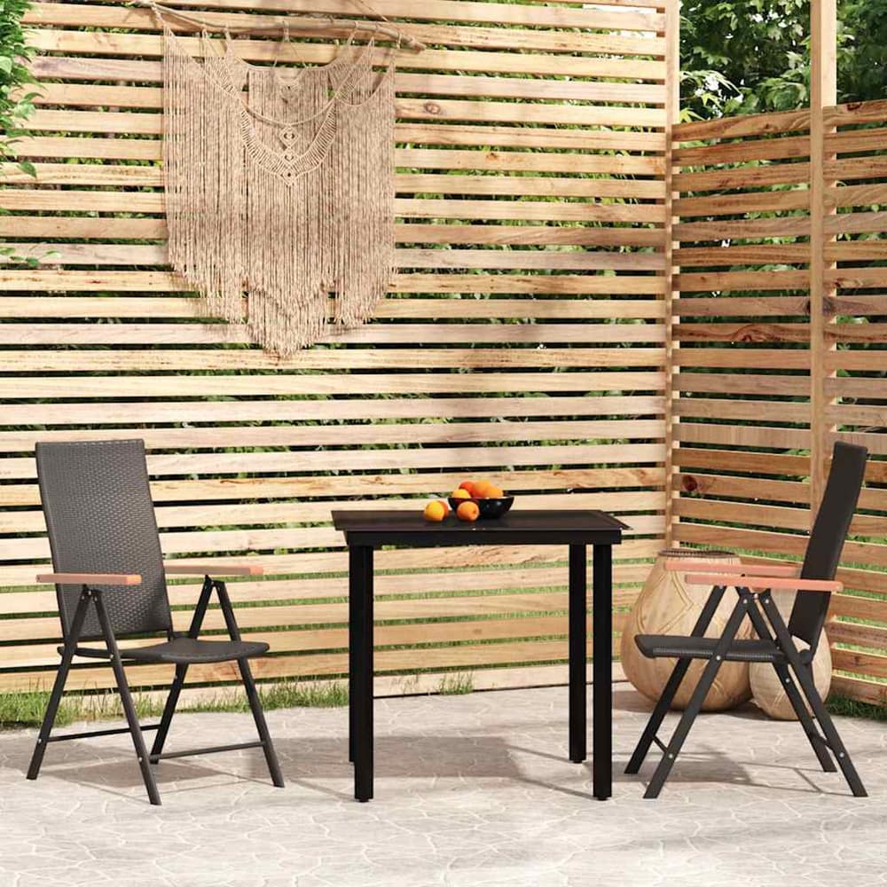 vidaXL 3 Piece Garden Dining Set Black 1