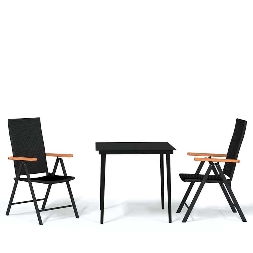 vidaXL 3 Piece Garden Dining Set Black 2