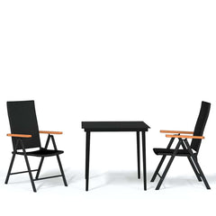vidaXL 3 Piece Garden Dining Set Black 2