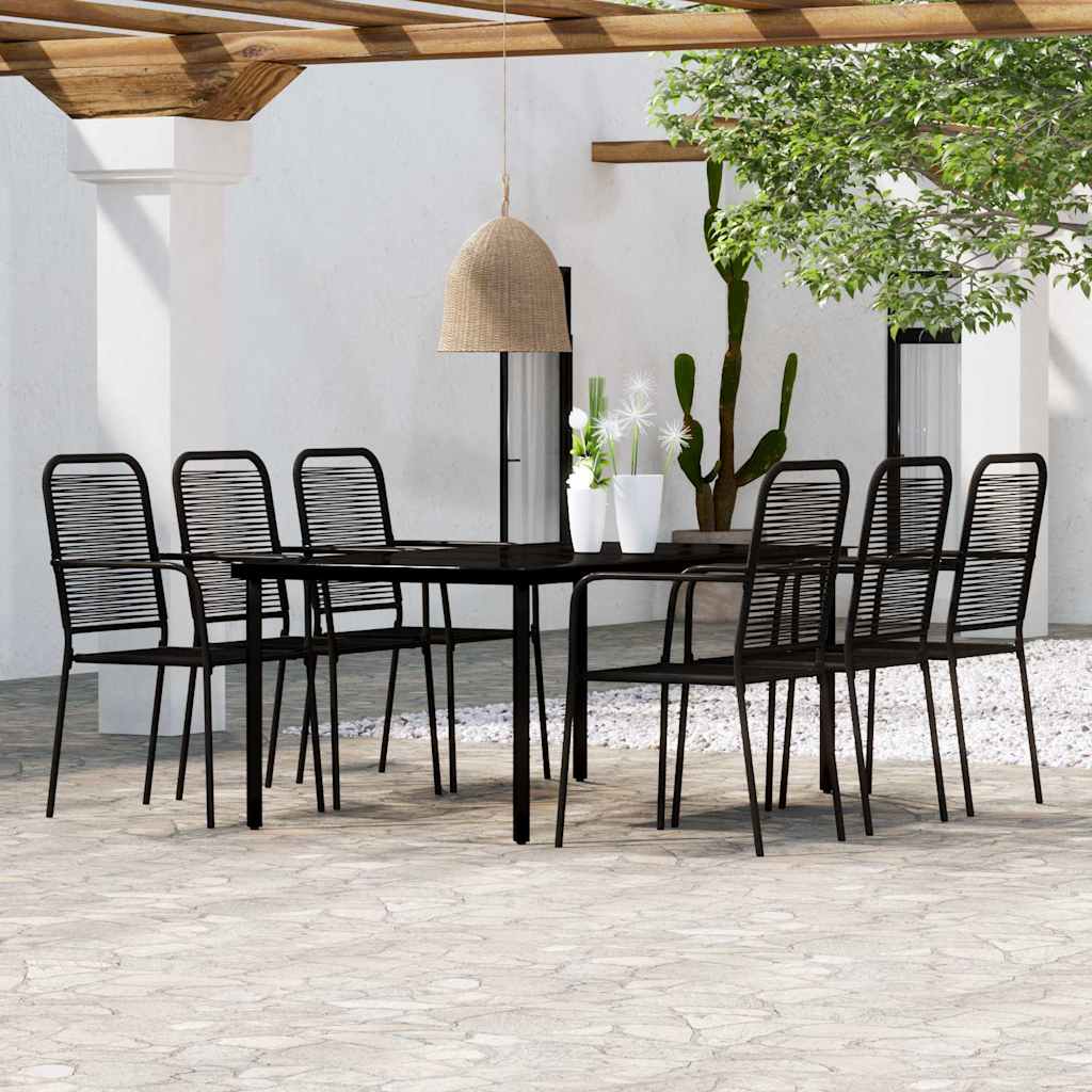 5 Piece Garden Dining Set Black 200 cm table length 6