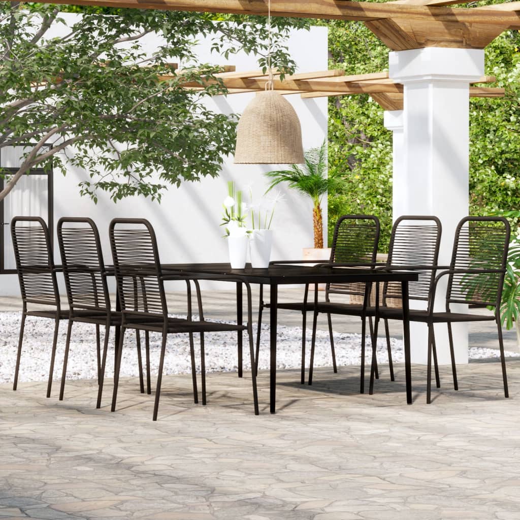 vidaXL 7 Piece Garden Dining Set Black 1