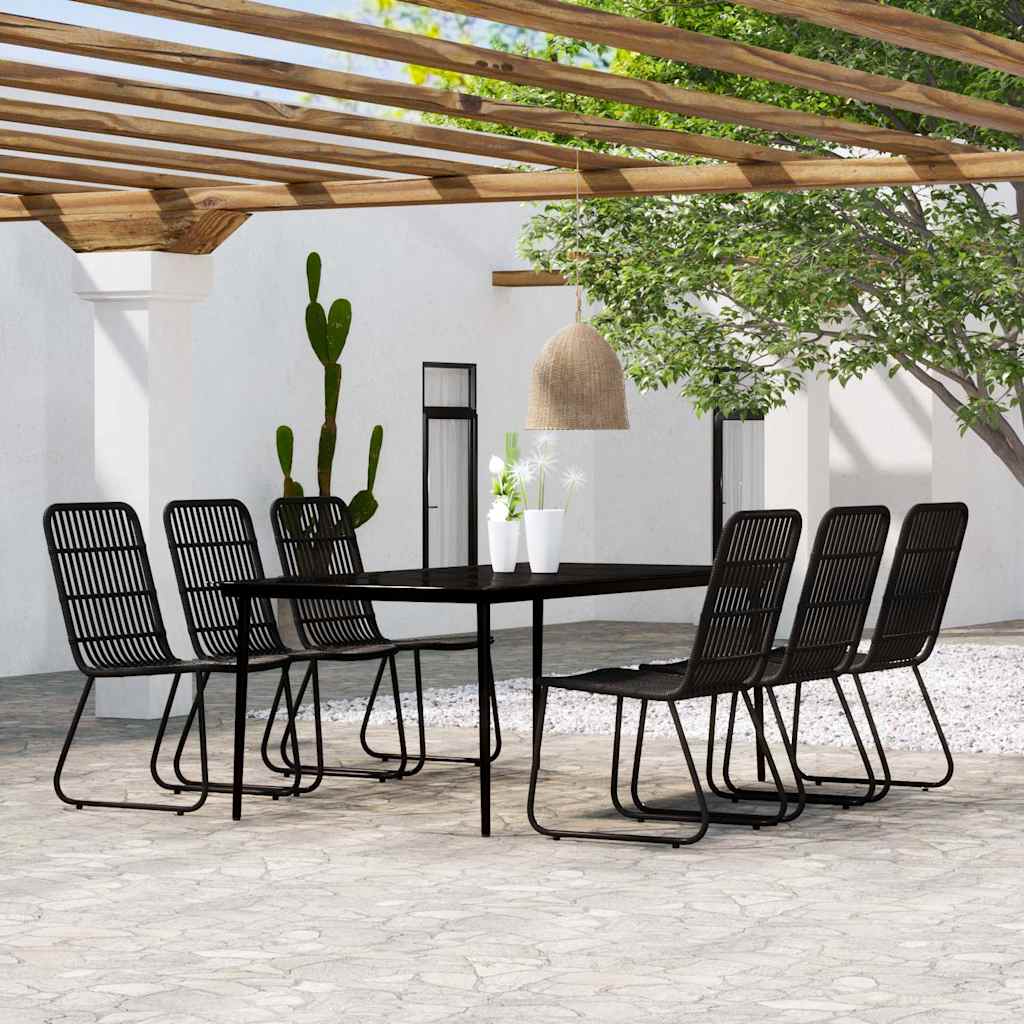 5 Piece Garden Dining Black 200 cm table length 6