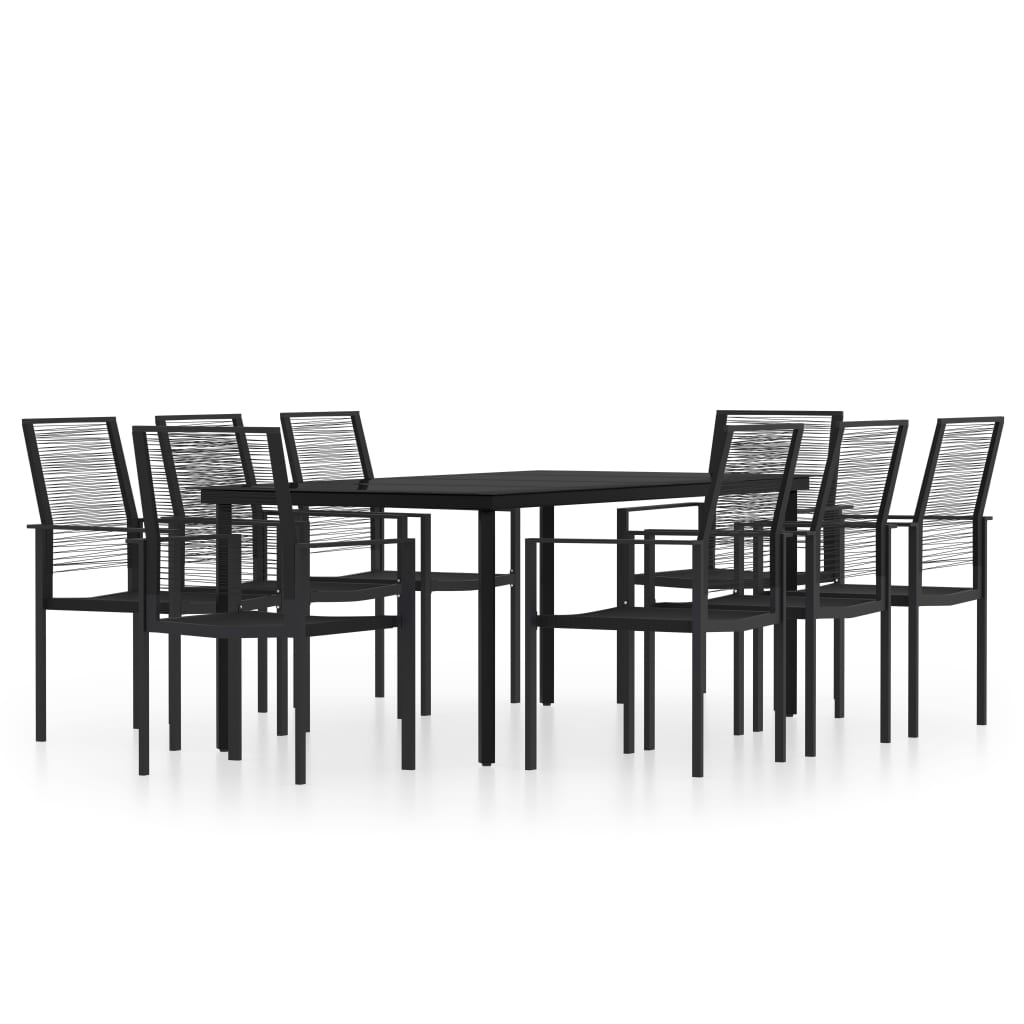 vidaXL 9 Piece Garden Dining Set Black 2