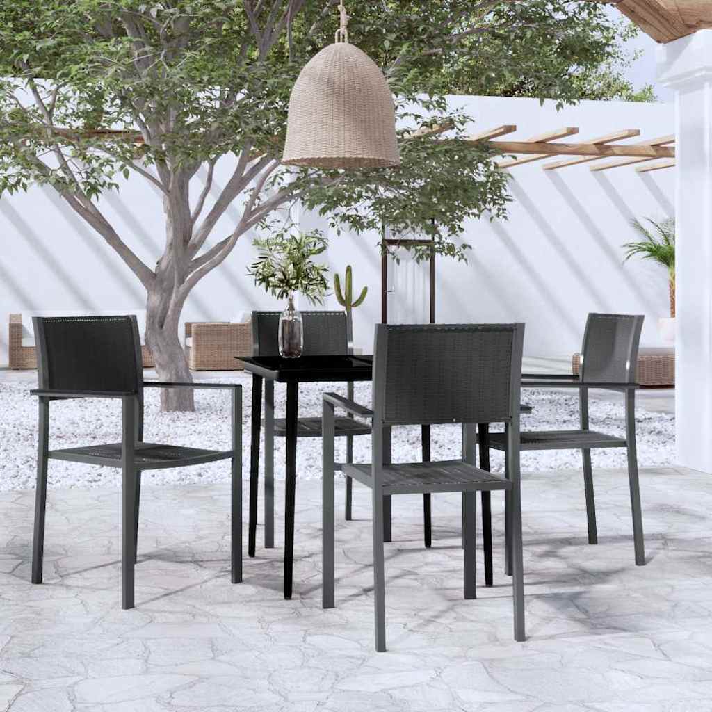 5 Piece Garden Dining Black 80 cm table length 4