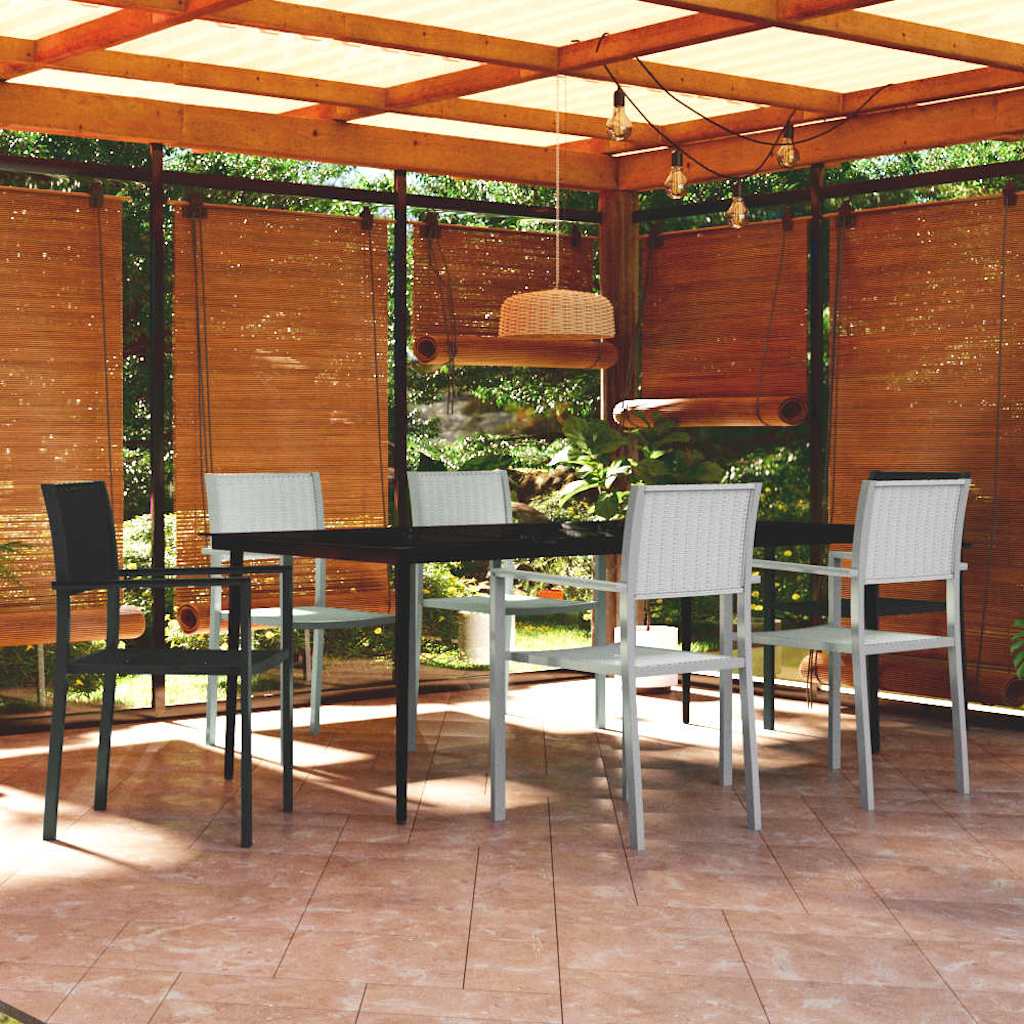 5 Piece Garden Dining Black 200 cm table length 6