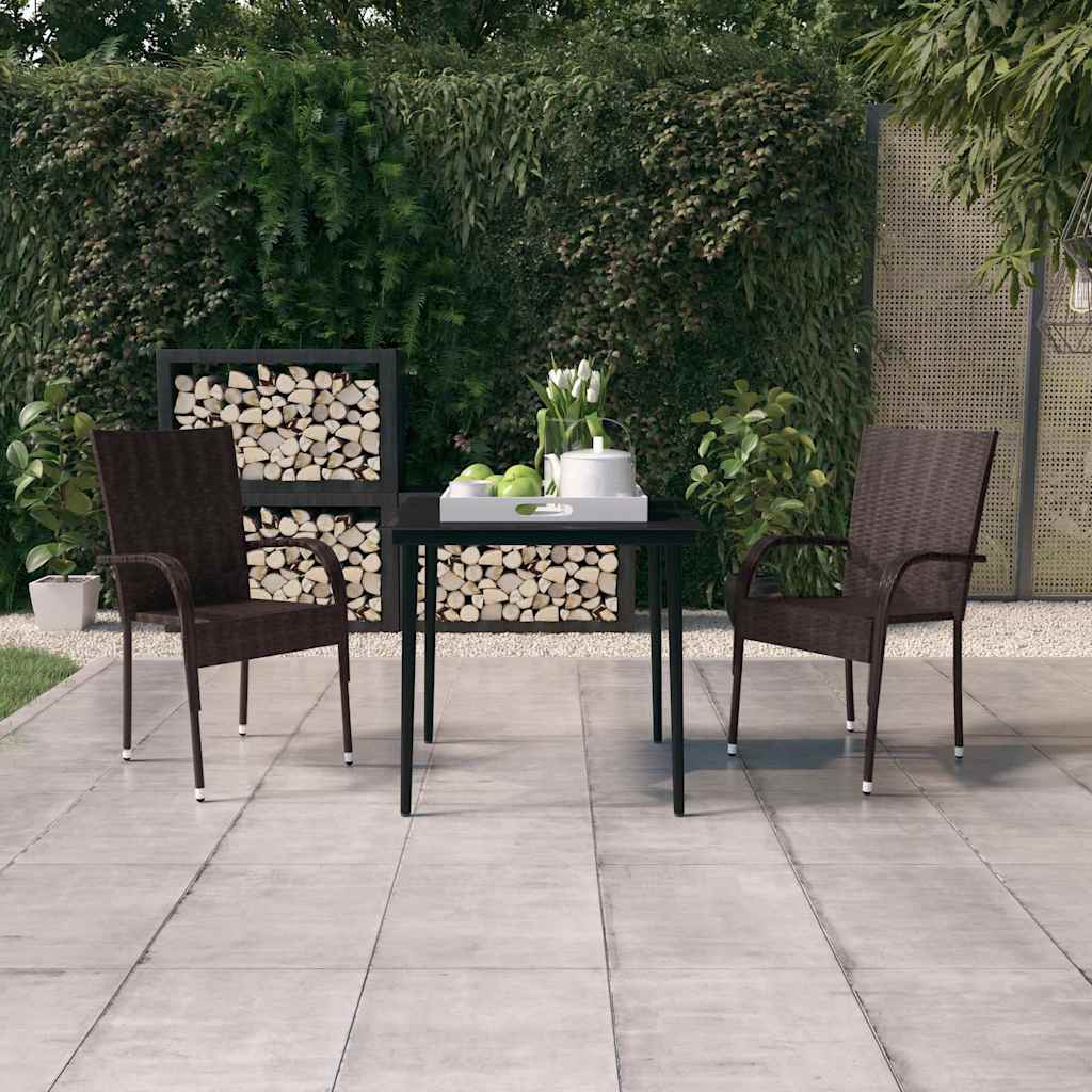 vidaXL 3 Piece Garden Dining Set Brown and Black 1