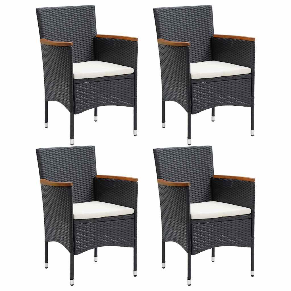 vidaXL Garden Dining Chairs 4 pcs Poly Rattan Black 1