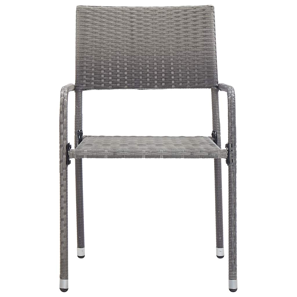vidaXL Garden Dining Chair | Set of 2 | Grey | PE rattan, steel 3