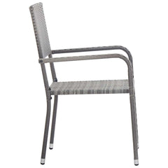 vidaXL Garden Dining Chair | Set of 2 | Grey | PE rattan, steel 4