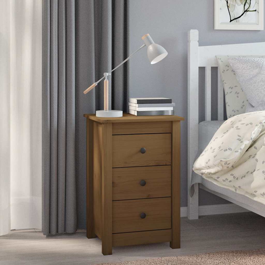 vidaXL Bedside Cabinets 2 pcs Honey Brown 40x35x61.5cm Solid Wood Pine 3