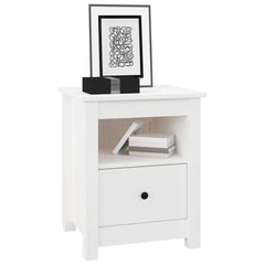 vidaXL Bedside Cabinet | White | Solid pine wood | Medium | Bedside Cabinet 4