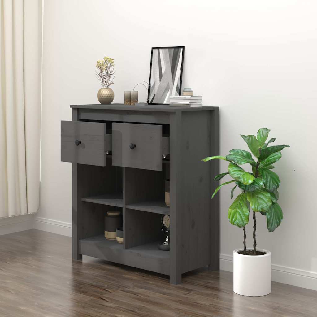 Sideboard 70x35x80 cm Solid Wood Pine Grey
