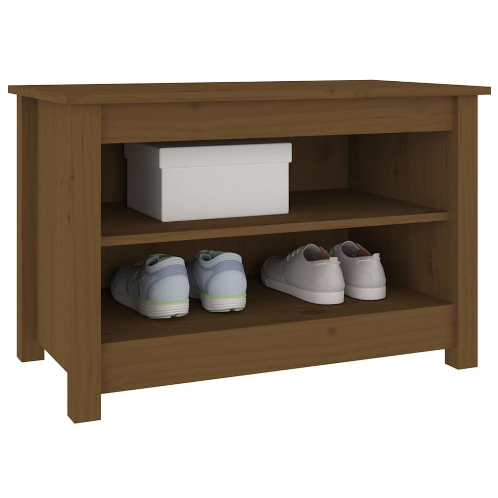 vidaXL Shoe Bench Honey Brown 70x38x45,5 cm Solid Wood Pine 5