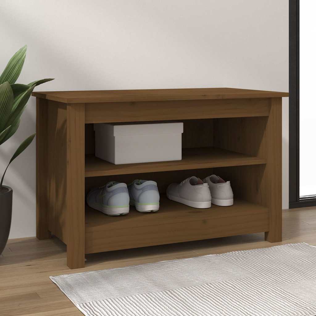 vidaXL Shoe Bench Honey Brown 70x38x45,5 cm Solid Wood Pine 1