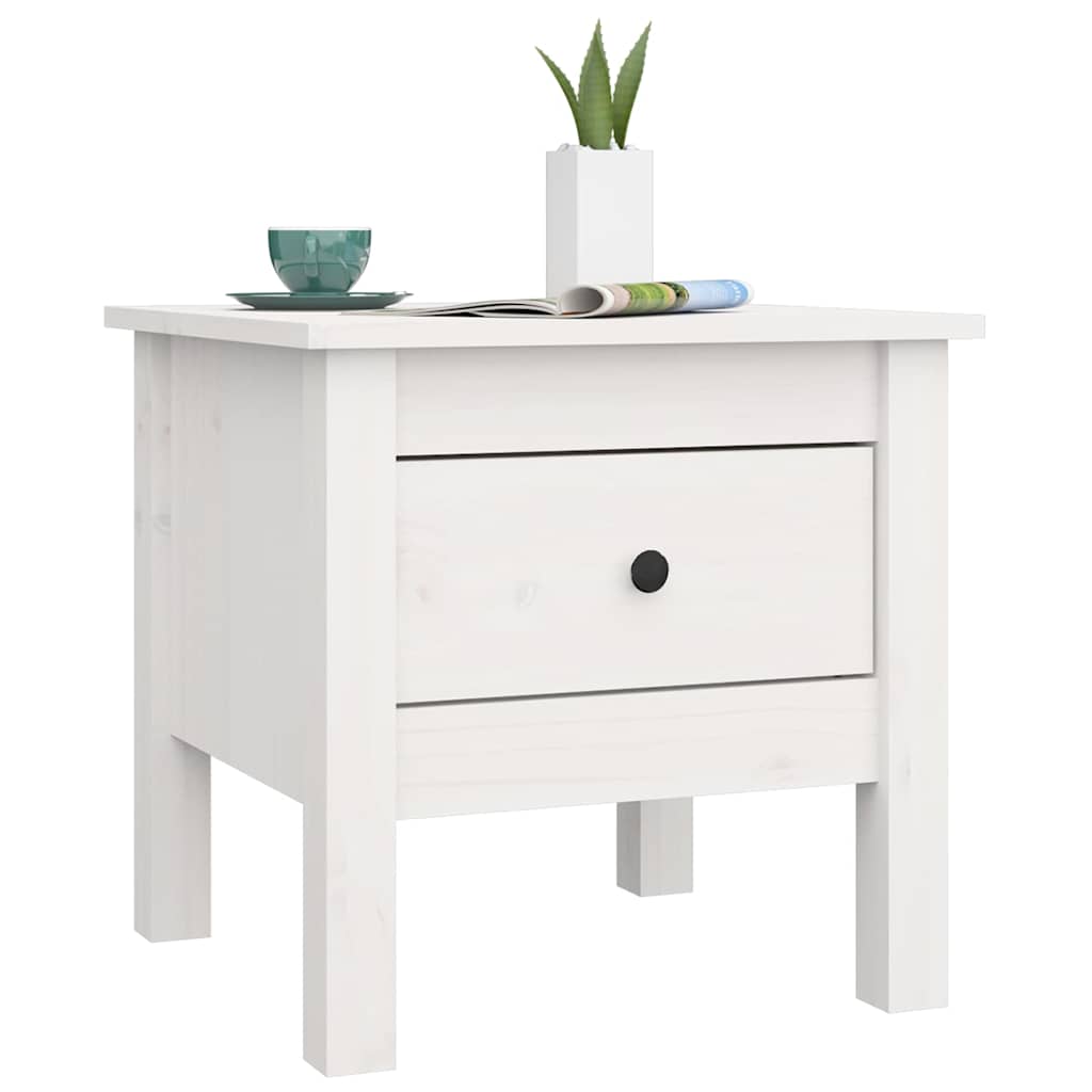 vidaXL Side Table | White | Solid pine wood | Small | Side Table | Square 4