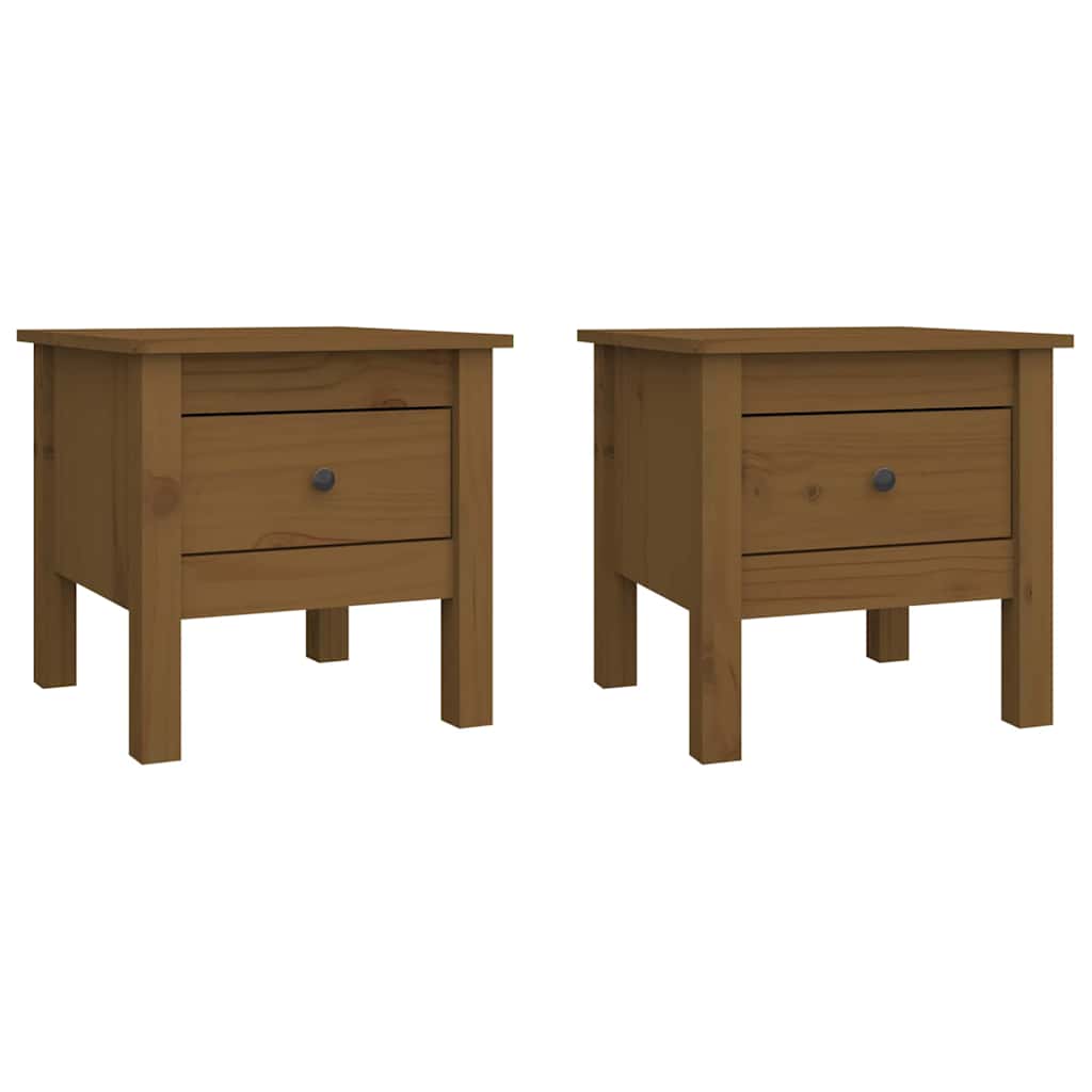 vidaXL Side Table | Set of 2 | Honey Brown | Solid Pine Wood | Small 2