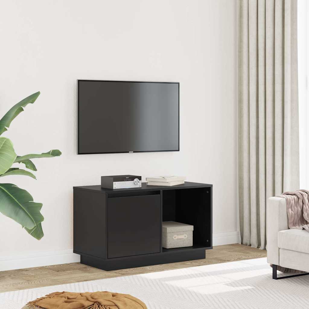 vidaXL TV Cabinet | Black | Solid pine wood | Medium | TV Cabinet | Rectangular 1
