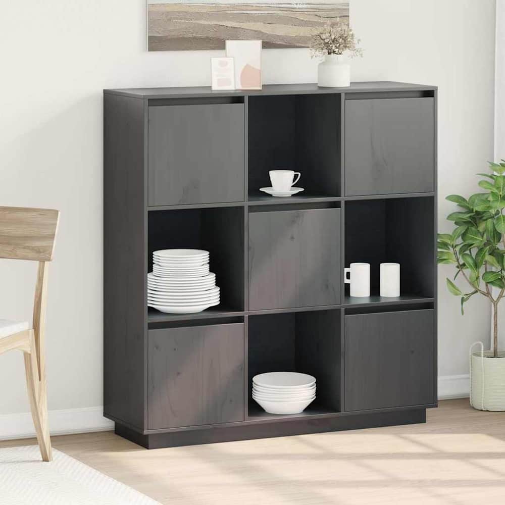 Highboard 110,5x35x117 cm Solid Wood Pine Grey