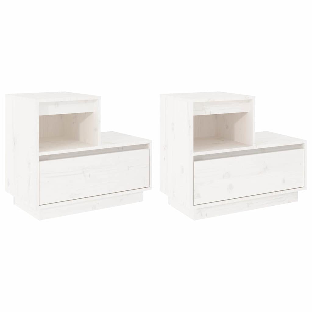 vidaXL Bedside Cabinets 2 pcs White 60x34x51 cm Solid Wood Pine 2