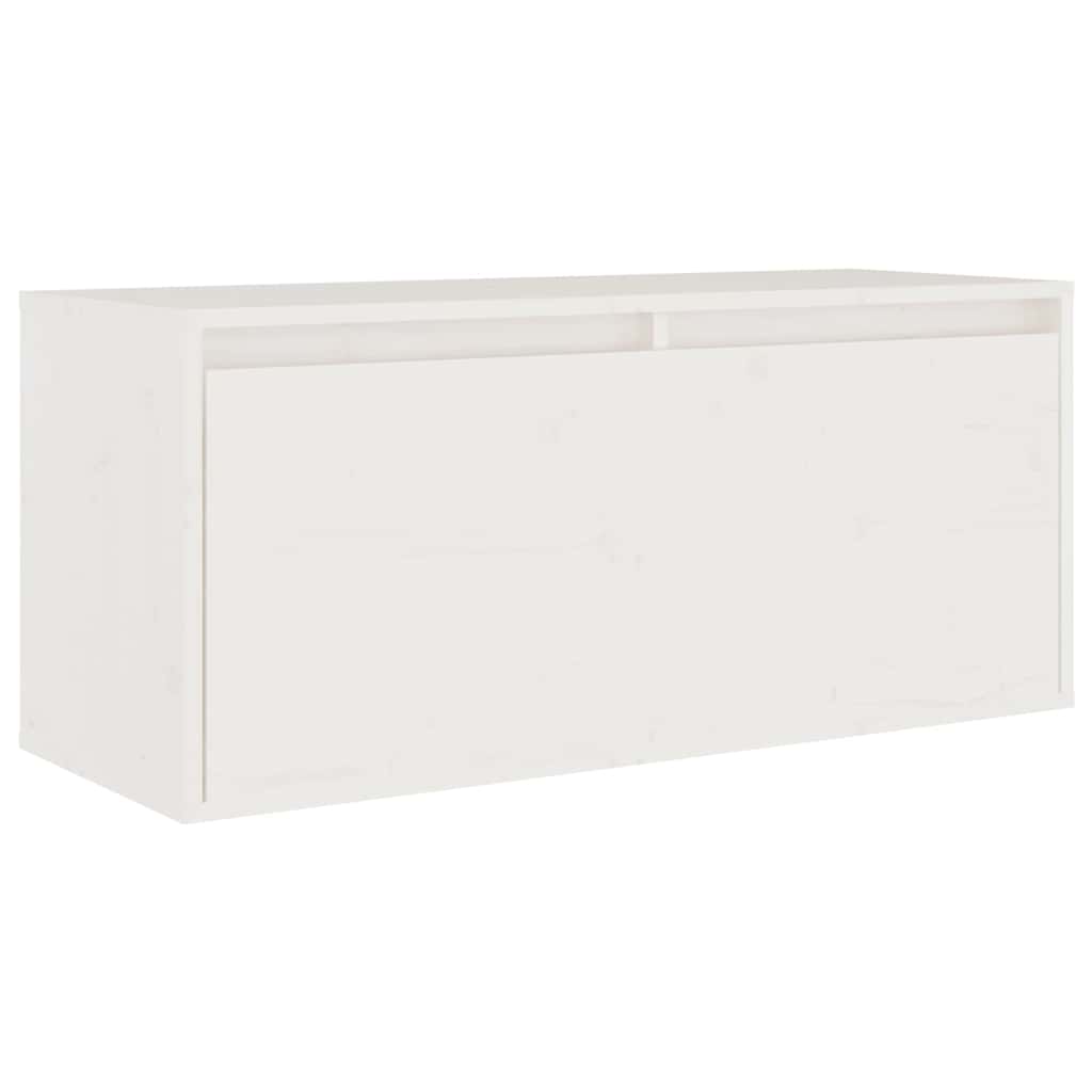TV Cabinet White Solid Wood Pine