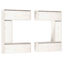 vidaXL 6 Piece TV Cabinet Set White Solid Wood Pine 2