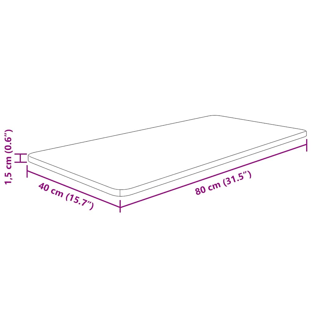 vidaXL Bathroom Countertop 80x40x1.5 cm Untreated Solid Wood 4