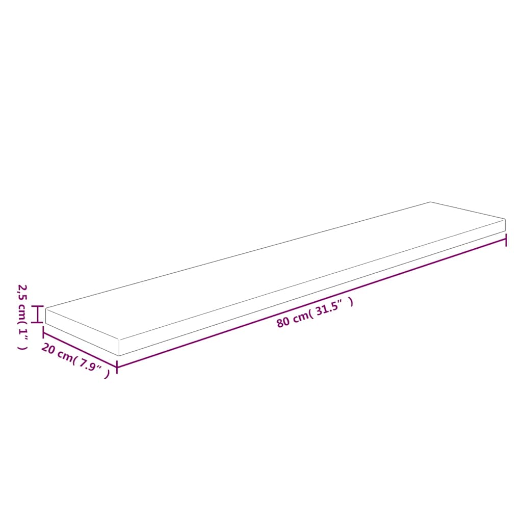 vidaXL Shelf Board 80x20x2.5 cm Untreated Solid Wood Oak 4