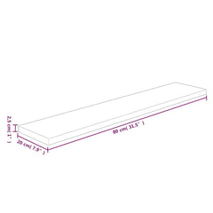 vidaXL Shelf Board 80x20x2.5 cm Untreated Solid Wood Oak 4