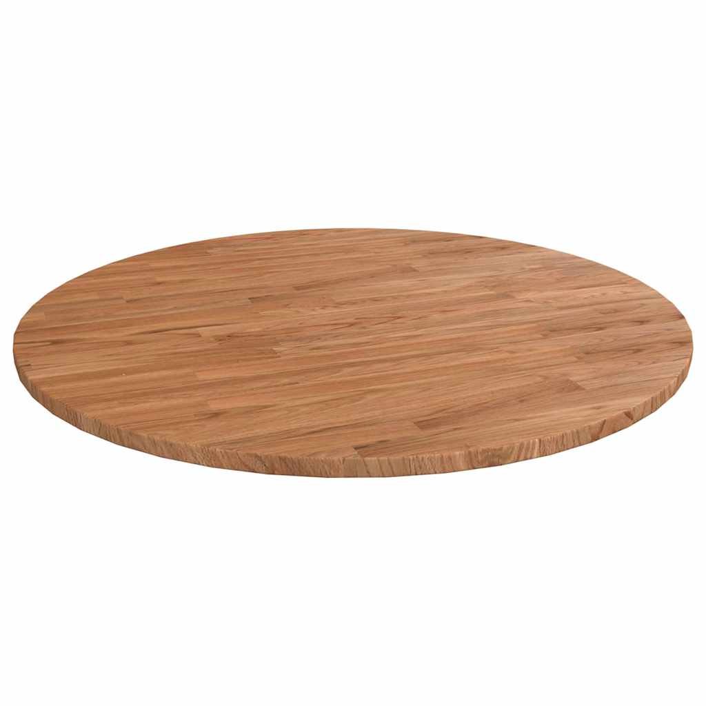 vidaXL Table Top Round Solid Oak Wood Light Brown
