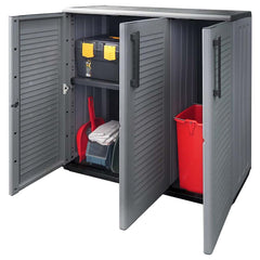 vidaXL Garden Storage Cabinet Grey and Black 102x37x84 cm PP 3