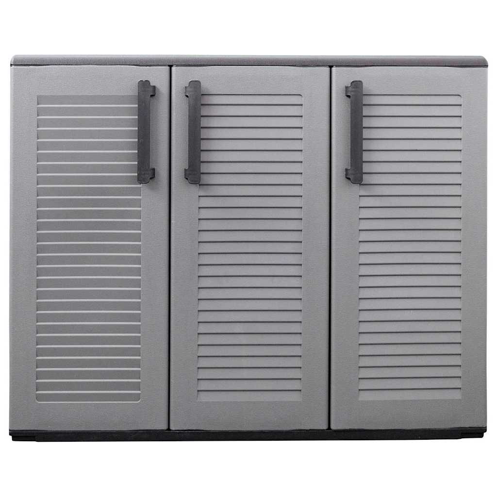 vidaXL Garden Storage Cabinet Grey and Black 102x37x84 cm PP 4