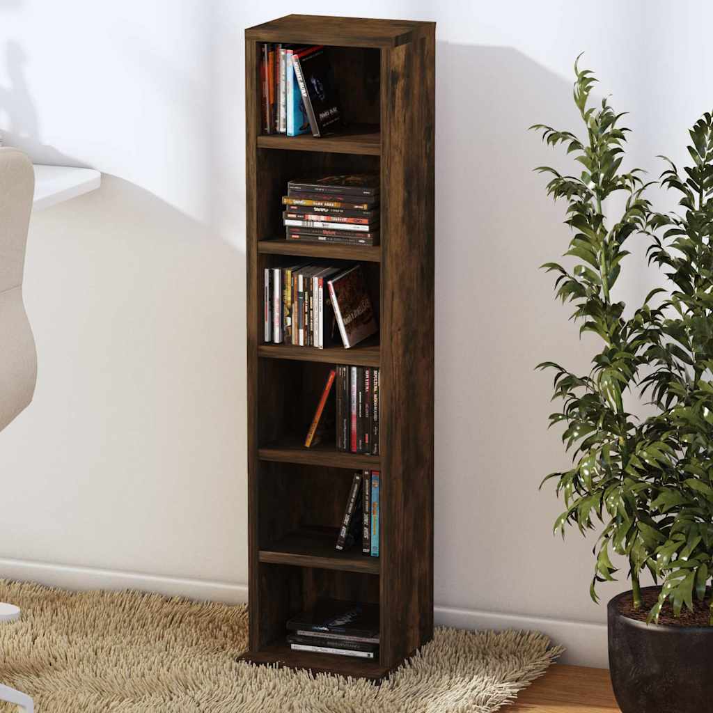 vidaXL CD Cabinet Smoked Oak 21x20x88 cm Engineered Wood 3