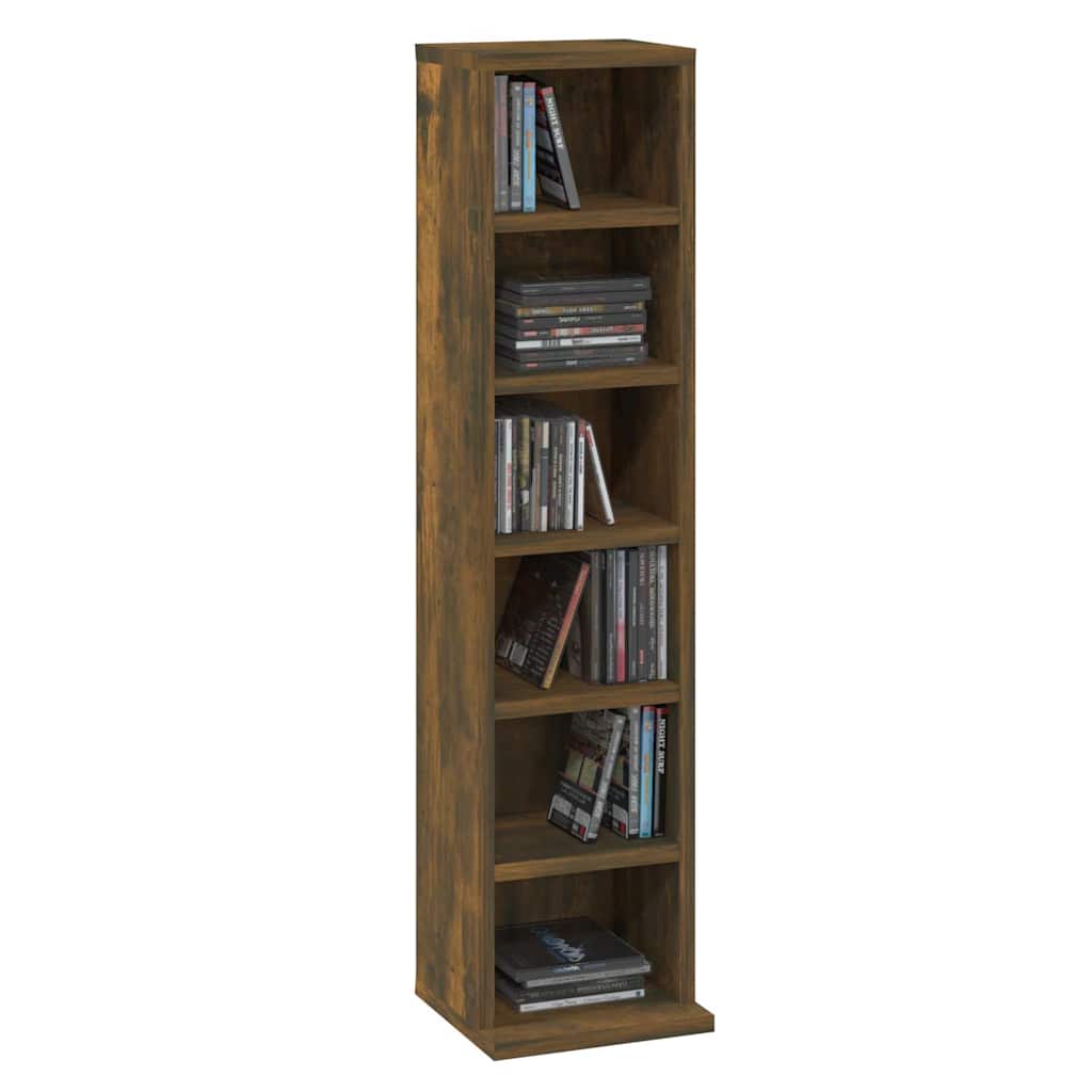 vidaXL CD Cabinet Smoked Oak 21x20x88 cm Engineered Wood 4