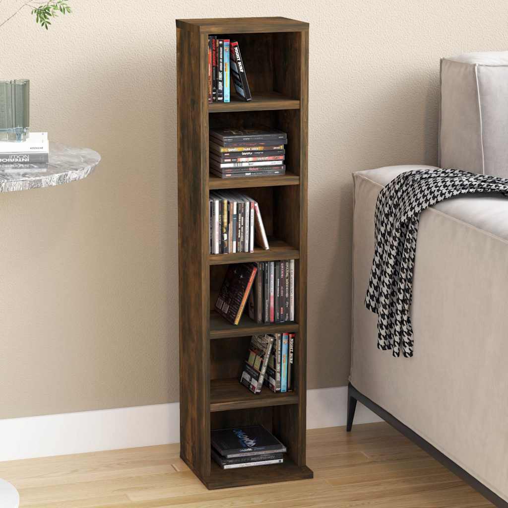 vidaXL CD Cabinet Smoked Oak 21x20x88 cm Engineered Wood 1