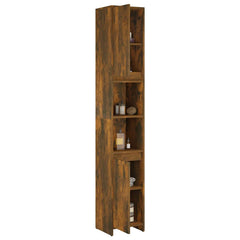 vidaXL Bathroom Cabinet Smoked Oak 30x30x183.5 cm Engineered Wood 4