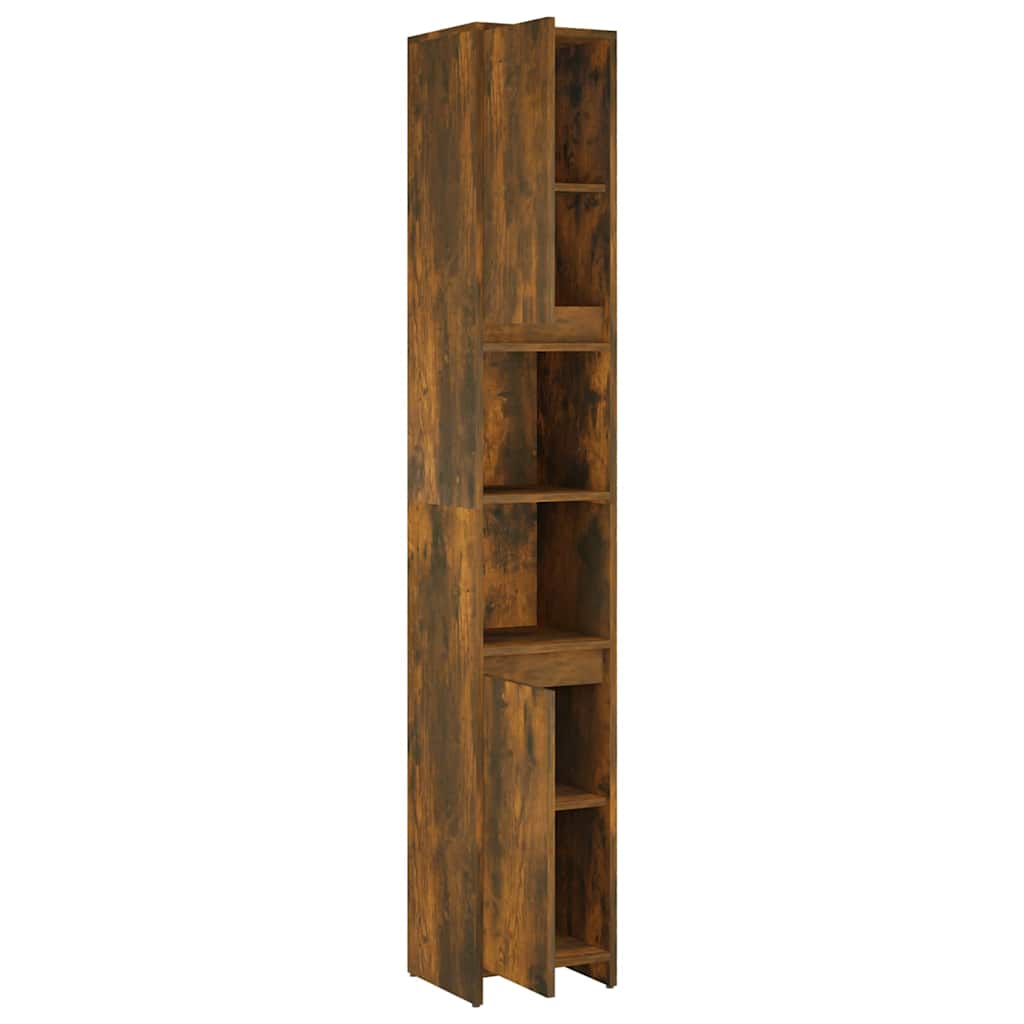 vidaXL Bathroom Cabinet Smoked Oak 30x30x183.5 cm Engineered Wood 6