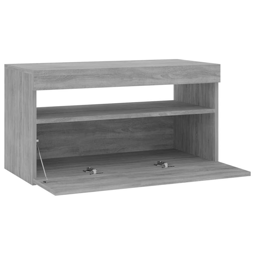 815125 vidaXL TV Cabinet with LED Lights Grey Sonoma 75x35x40 cm 6