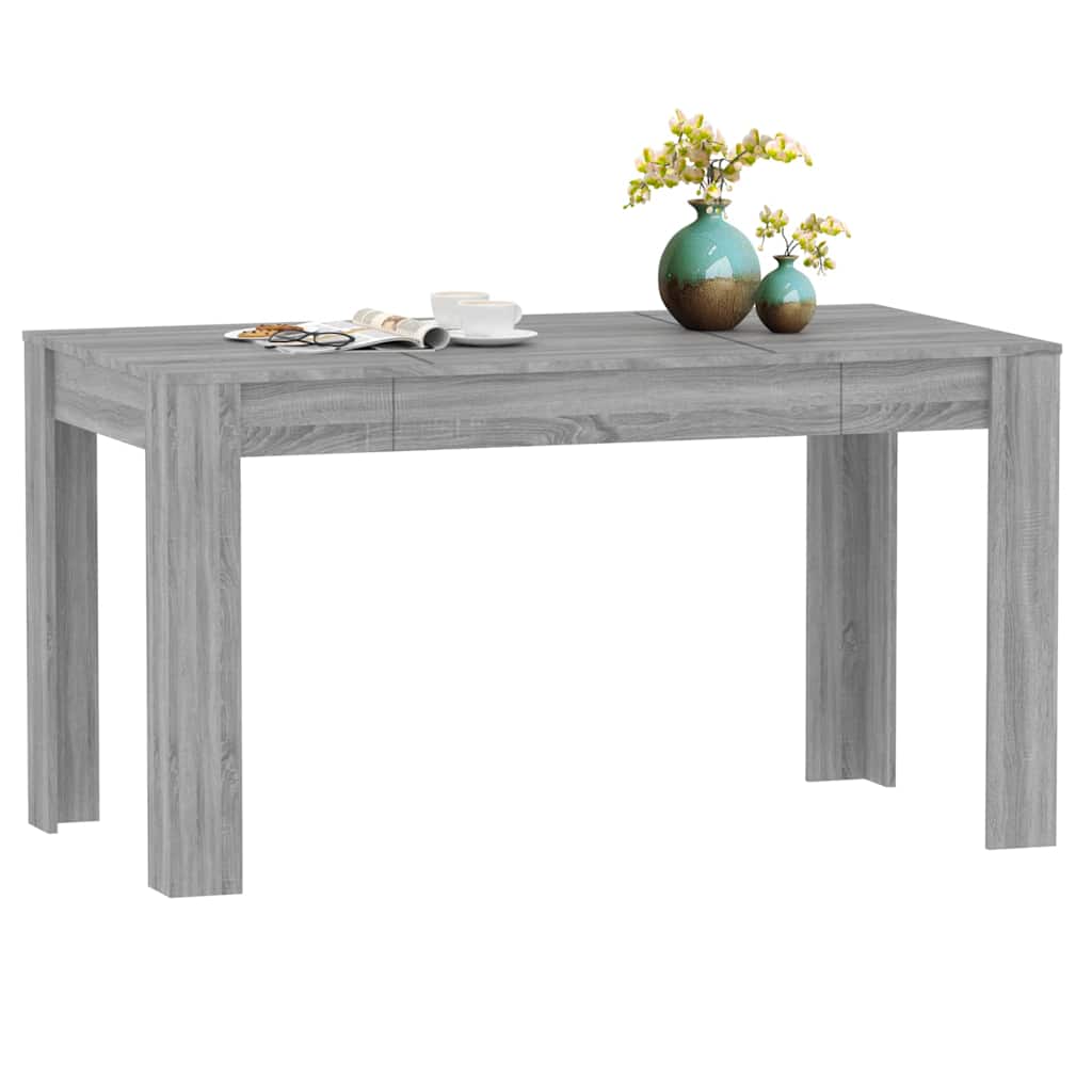 vidaXL Dining Table Grey Sonoma 140x74.5x76 cm Engineered Wood 6