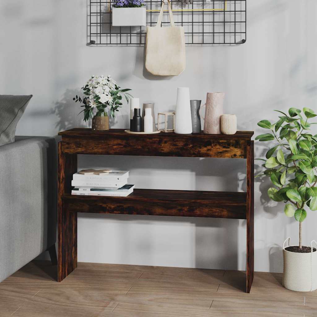 815219 vidaXL Console Table Smoked Oak 102x30x80 cm Engineered Wood 1