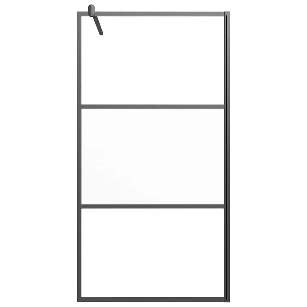 Walk-in Shower Wall ESG Glass Black Half Frosted 100 x 195 cm