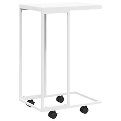 vidaXL Side Table with Wheels White 40x30x63.5 cm Engineered Wood 2