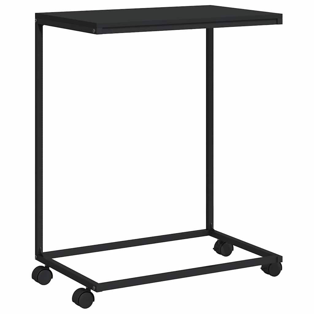 vidaXL Side Table with Wheels Black 55x35x70 cm Engineered Wood 2