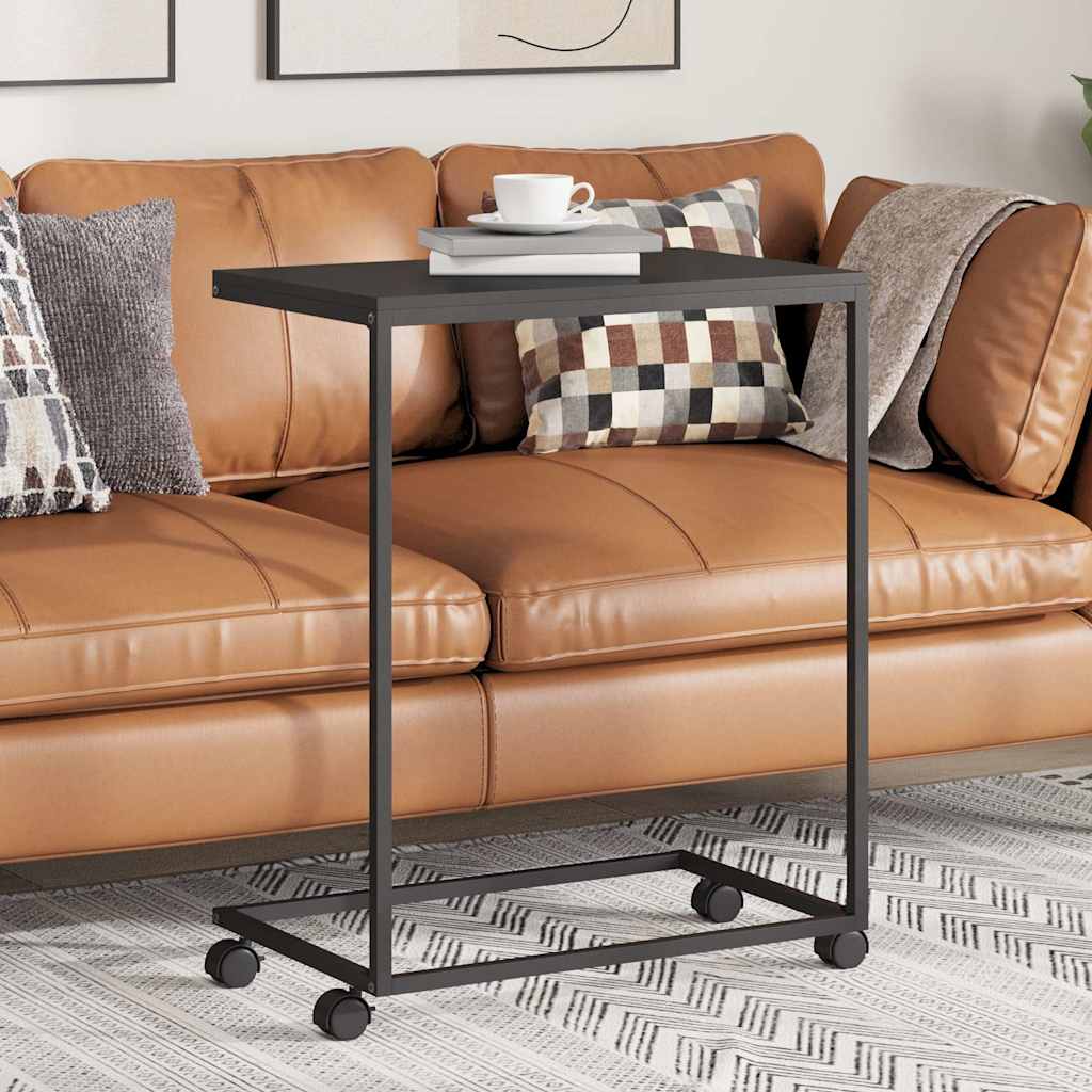 vidaXL Side Table with Wheels Black 55x35x70 cm Engineered Wood 1