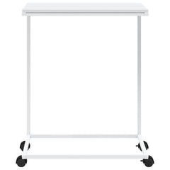 vidaXL Side Table | White | Engineered Wood, Iron | Medium | Rollable 4
