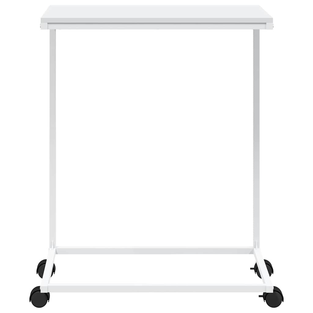 vidaXL Side Table | White | Engineered Wood, Iron | Medium | Rollable 4