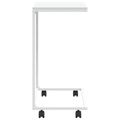 vidaXL Side Table | White | Engineered Wood, Iron | Medium | Rollable 5