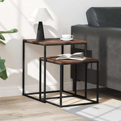 vidaXL Coffee Table Set | Set of 2 | Black and brown | Engineered wood and iron 3