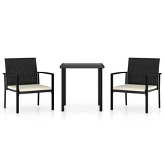 vidaXL 3 Piece Outdoor Dining Set Poly Rattan Black 2