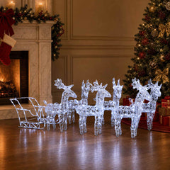 Reindeers & Sleigh Christmas Decoration 320 LEDs Acrylic Cold white 43 x 11 x 55 cm (6 pcs)